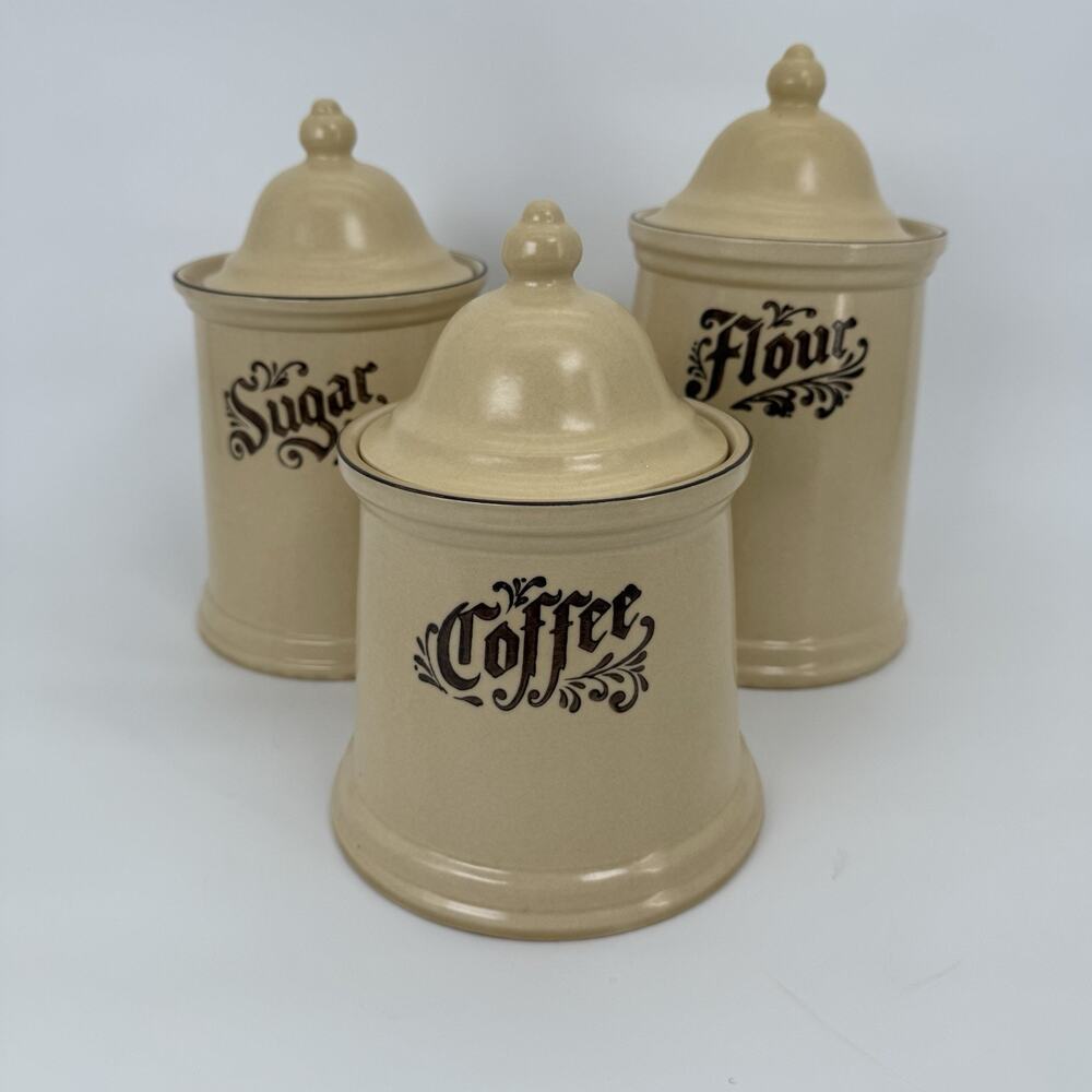 Pfaltzgraff USA Village Canister Set Flour Coffee Sugar w/Lids (3 Piece Set)